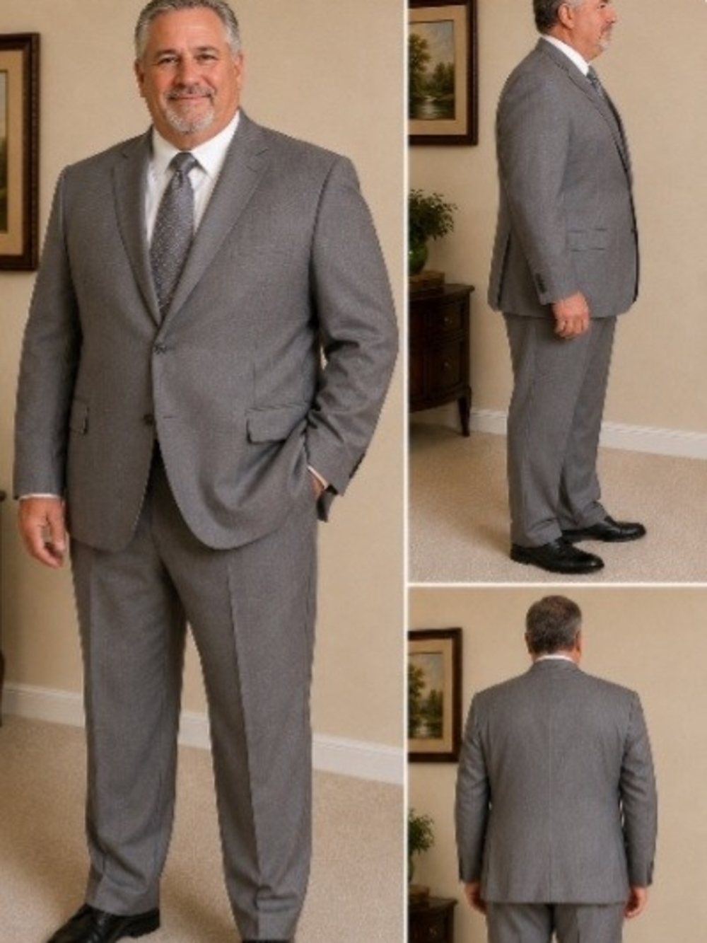 Classic Gray Two-Piece Men's Suit - Tailored Business Fit